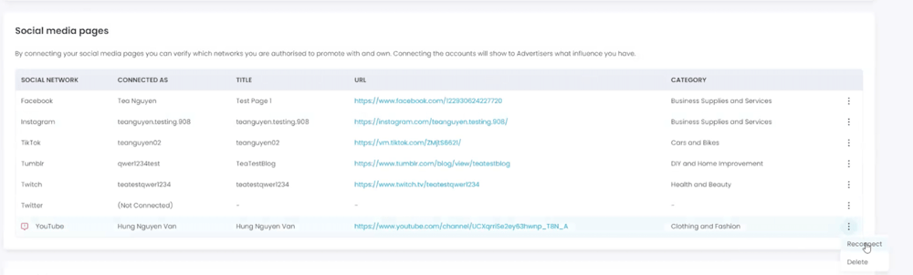 Social tracking links